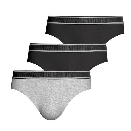 IMPETUS Pack de 3 slips homme en coton Cotton Stretch Grey Mix + Black + Black