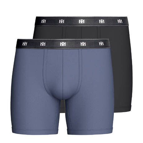 IMPETUS Lyocell 2-pack men's long boxer briefs Gridline Bleu/Bleu Foncé