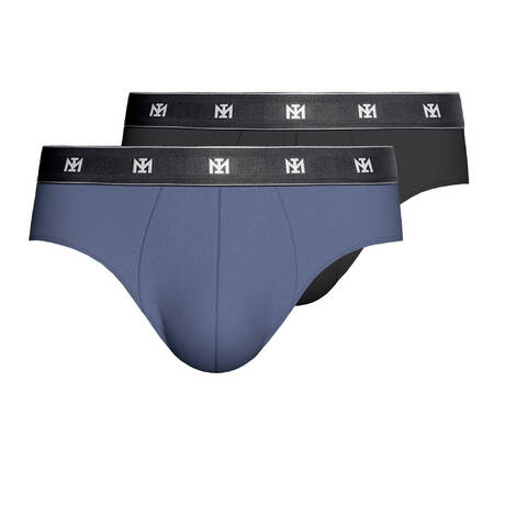 IMPETUS 2er-Pack Herren-Slips aus lyocell Gridline Bleu/Bleu Foncé