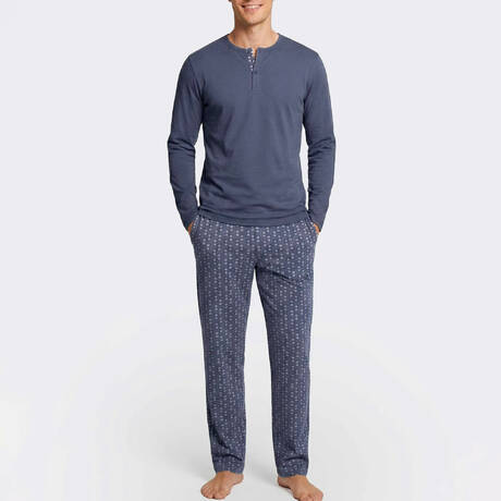 IMPETUS Herren-Pyjama aus Baumwolle und Modal Composure Bleu/Bleu