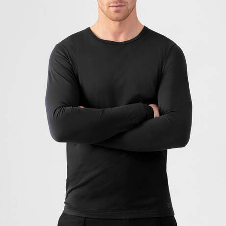 RON DORFF Cotton Men's long-sleeved T-shirt Eyelet Édition Black
