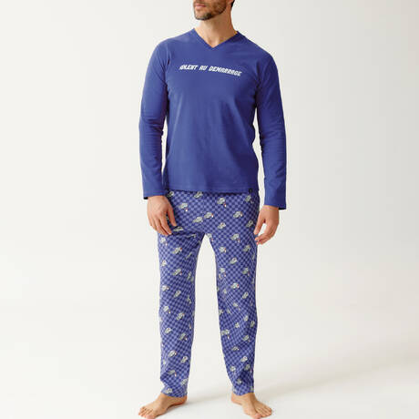 ARTHUR Herren-Pyjama aus Baumwolle Lent au démarrage Bleu Voiture