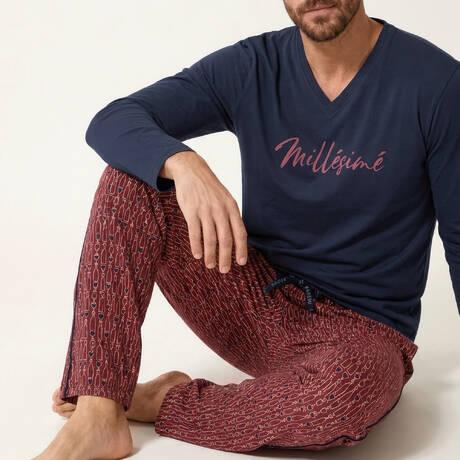 ARTHUR Cotton Men's pajamas Millésimé Bordeaux Bouteille
