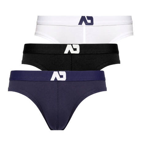 ADDICTED 3er-Pack Herren-Slips aus Baumwolle Essential Basic Blanc/Bleu/Noir
