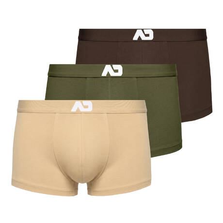 ADDICTED 3er-Pack Herren-Pants aus Baumwolle Essential Basic Marron/Beige/Kaki
