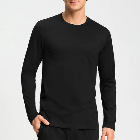HANRO T-shirt manches longues homme en coton Night & Day Cotton Noir