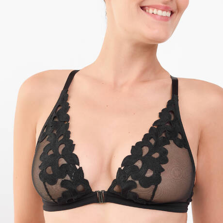 MAISON LEJABY Triangle bra with front closure Midnight Fever Black