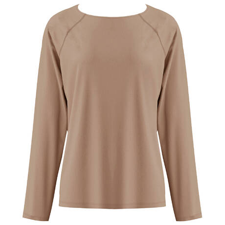 CALIDA Pyjamaoberteil mit langen Ärmeln aus Baumwolle Alpine M&M Truffle Brown