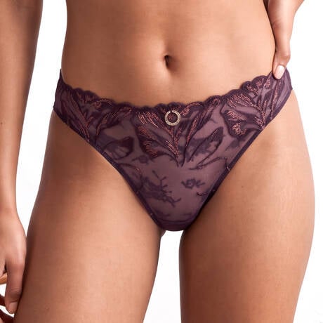 CHANTELLE Lace Tanga Illusion Aubergine Lurex