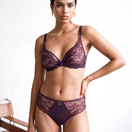 Ensemble 2 pièces CHANTELLE Illusion Aubergine Lurex