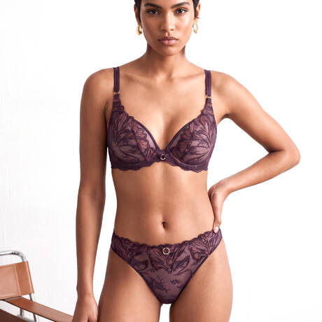 Ensemble 2 pièces CHANTELLE Illusion Aubergine Lurex