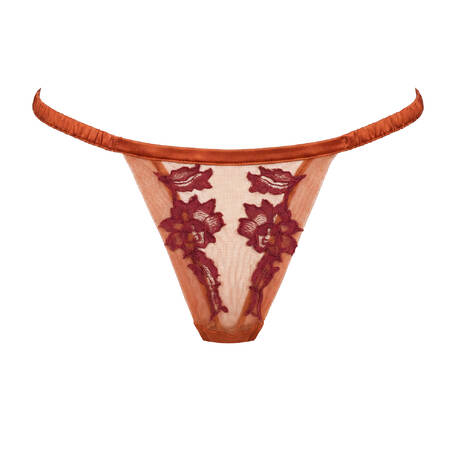 MARJOLAINE Silk and lace Brazilian brief Désirée Grenat/Bourgogne