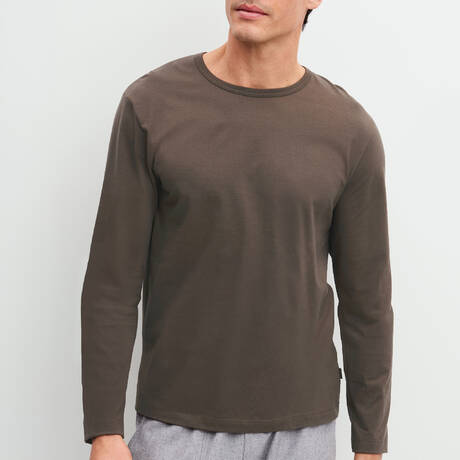 CALIDA Haut de pyjama homme en coton RMX Sleep Weekend Choco Brown
