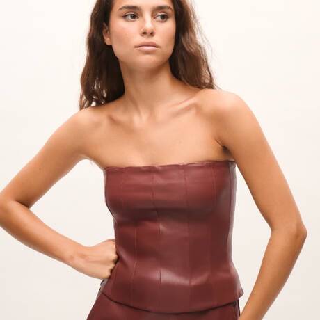 LIVY Leather Bustier Mercure Berry