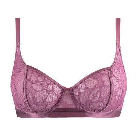 MAISON LEJABY Silk and lace Demi-cup bra Silk'N Lace Rubis Rose