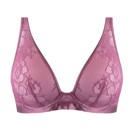 MAISON LEJABY Silk and lace Underwire triangle bra Silk'N Lace Rubis Rose