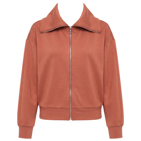 VERDISSIMA Wide-collar zip-up jacket Jerez Clay
