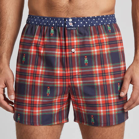 ARTHUR Herren-Boxershorts mit Innenslip aus Baumwolle Casse-Noisette Rouge Ours