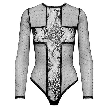 SCANDALE Body croix manches longues Inspiration Divine Noir