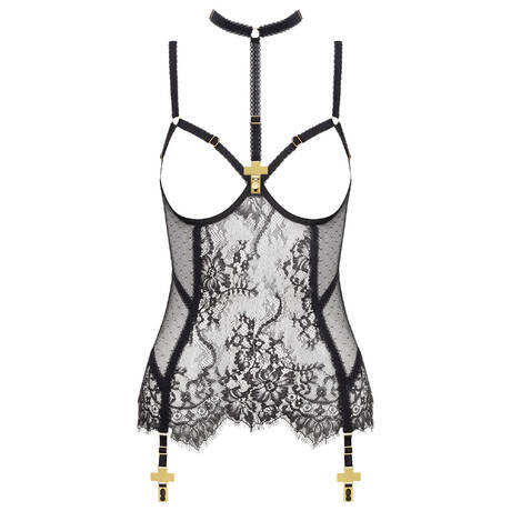 SCANDALE Lace Open bustier with garter belt Inspiration Divine Black