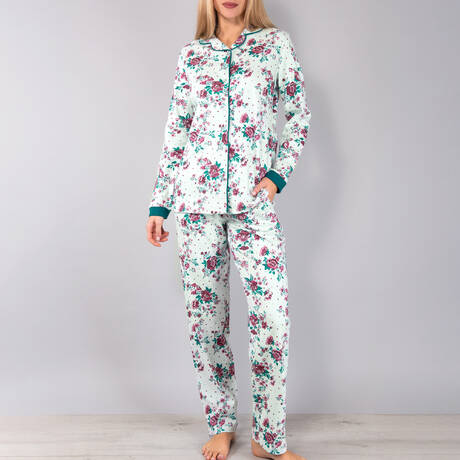 VERDISSIMA Pyjama chemise en coton Passion Flower Teal