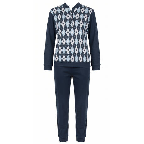 VERDISSIMA Pyjama col montant en coton Heart Check Bleu