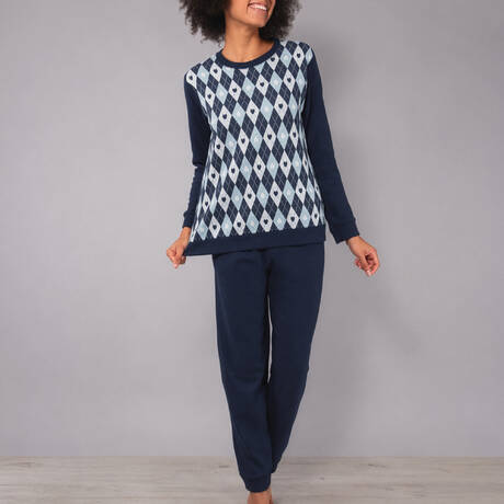 VERDISSIMA Cotton Pajama Heart Check Blue