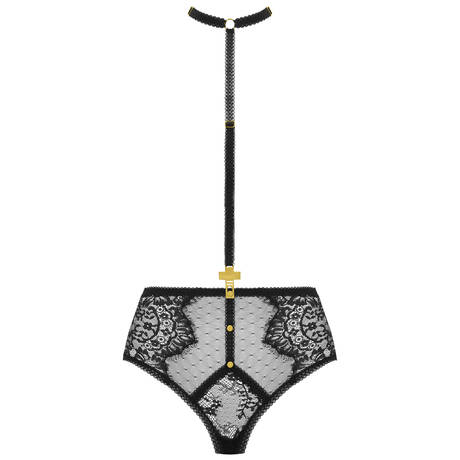 SCANDALE High-waisted open panty with detachable harness Inspiration Divine Black