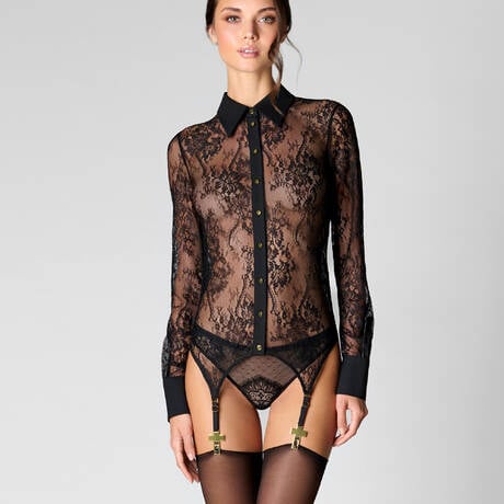 SCANDALE Lace Suspender shirt Inspiration Divine Black