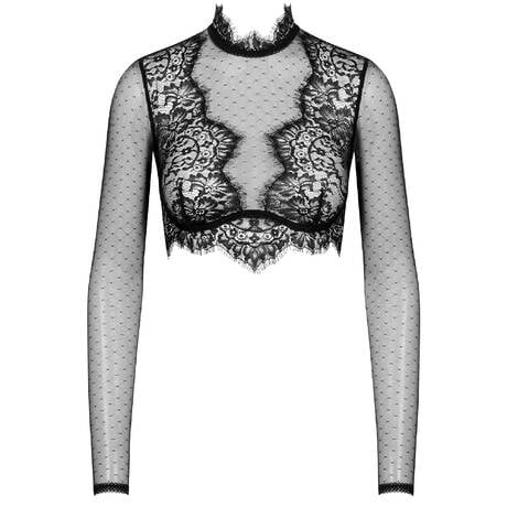 SCANDALE Langarm-Crop-Top aus Spitze Inspiration Divine Schwarz