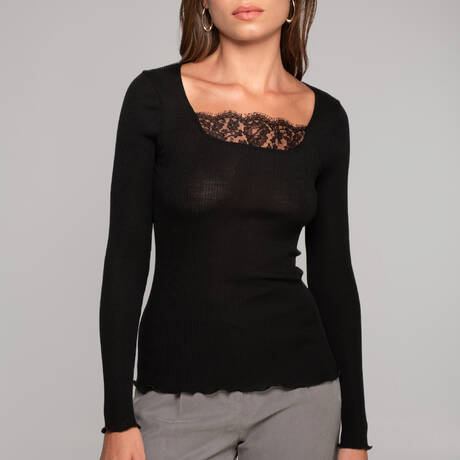 OSCALITO Pullover aus Merinowolle und Seide Cervino Schwarz