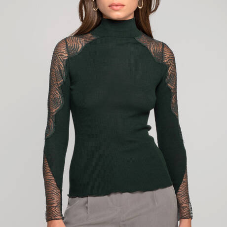 OSCALITO Wool and silk High-neck sweater Chantilly Malachite