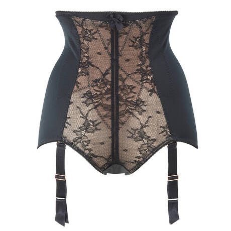 GOSSARD Culotte haute gainante porte-jarretelles en dentelle Retrolution VIP Noir