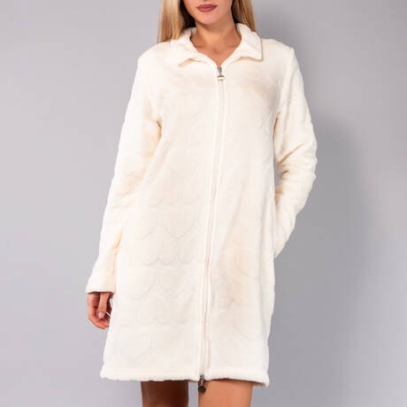VERDISSIMA Fleece Zipped robe Heart Soft Cream