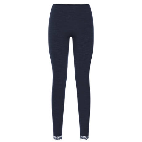 HANRO Legging en laine mérinos et soie Woolen Lace Deep Navy