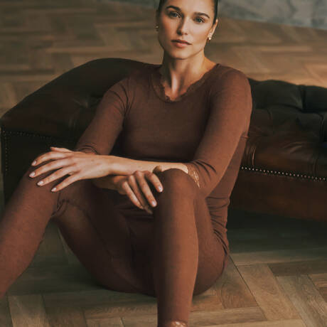 2 pieces set HANRO Woolen Lace Cinnamon
