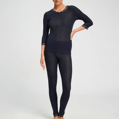 2 pieces set HANRO Woolen Lace Deep Navy