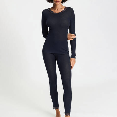 2 pieces set HANRO Woolen Lace Deep Navy