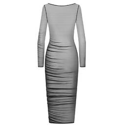 MAISON CLOSE robe midi manches longues Nuit Fauve