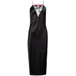 FLEUR DU MAL nuisette midi en soie Rose Embroidery
