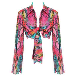 LULI FAMA chemise crop top de plage Electric skin
