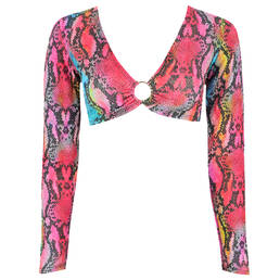 LULI FAMA crop top de plage manches longues Electric Skin