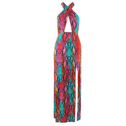 LULI FAMA robe longue de plage Electric Skin