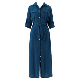 MELISSA ODABASH robe de plage longue Darcy en coton Deep Ocean