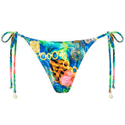 LULI FAMA bas de maillot de bain slip brésilien lacets réversible Jungle Reign