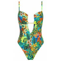 LULI FAMA maillot de bain 1 pièce bustier sans armatures Peacock Affair