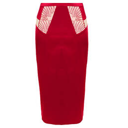 PRELUDE jupe crayon en satin Rouge Interdit