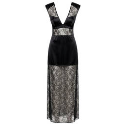 LIVY robe longue en soie et dentelle Eolia