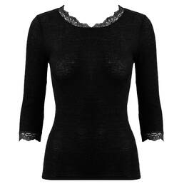 HANRO top manches 3/4 en laine et soie Woolen Lace HANRO top manches 3/4 en laine et soie Woolen Lace