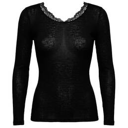 HANRO top manches longues en laine et soie Woolen Lace HANRO top manches longues en laine et soie Woolen Lace